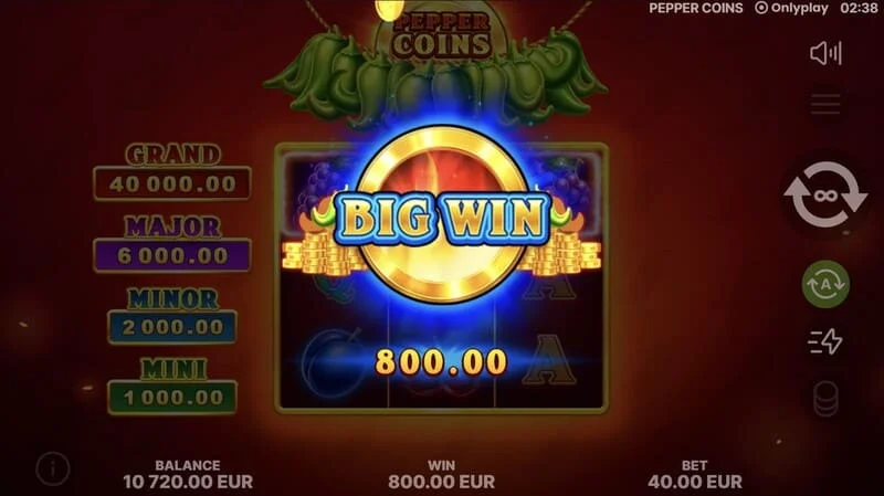 Pepper Coins - big win on a 3x3 grid